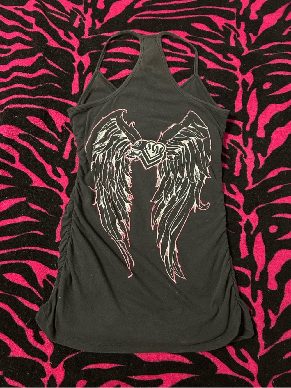Y2k grunge goth rare 2000s Metal Mulisha Racerback Tank with Wing Heart Graphic